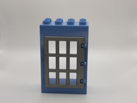 Kozijn  medium blauw met deur tralies grijs Duplo