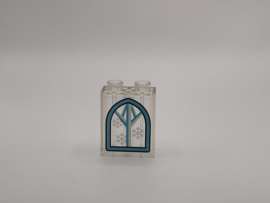 2 nops blok hoog doorzichtig raam bevroren  Duplo