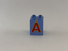 Blok 4 nops hoog mediumblauw Ü en Å Duplo