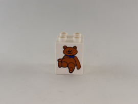 Blok 4 nops hoog wit 1 beer Duplo