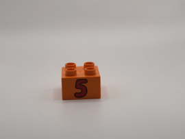 Cijfer 5 op blok oranje Duplo