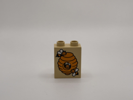 2 nops blok hoog zandkleurig bijenkorf Duplo