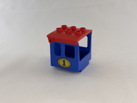 Cabine 1 laag blauw met dak rood Duplo