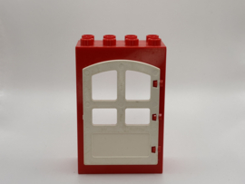 Kozijn rood met deur rond wit  Duplo