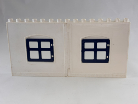 Muur wit met ramen donkerblauw Duplo