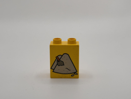 2 nops blok hoog  geel cement Duplo