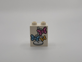 2 nops blok hoog wit strikken (Mini Mouse) Duplo