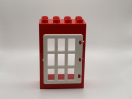 Kozijn rood met tralies wit Duplo