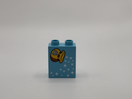 2 nops blok hoog azuurblauw met zak en sterren Duplo