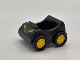 Raceauto met ogen zwart  met gele velg Duplo