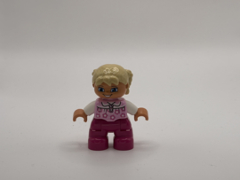 Meisje met blond haar en roze kleding Duplo