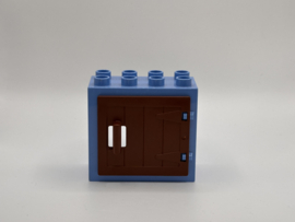 Kozijn medium blauw met raam / staldeur bruin 2x4 Duplo