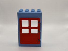 Kozijn  medium blauw met deur rood  Duplo