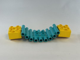 Hangbrug / loopbrug azuurblauw met gele blokken Duplo