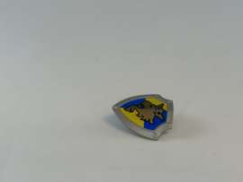 Schild zilver / blauw / geel met gouden leeuw  Duplo