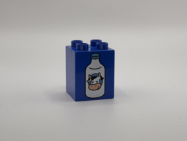 Melkfles op blok hoog blauw Duplo