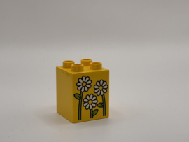 Bloemen op blok hoog geel Duplo