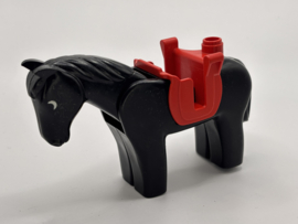 Paard zwart groot met zadel Duplo