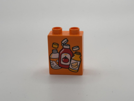 2 nops blok hoog oranje flessen vuilnis Duplo