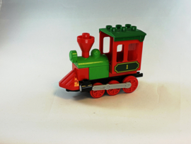 Duwtrein / locomotief rood, groen en zwart Duplo