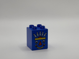 Indiaan op blok hoog blauw Duplo