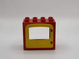 Kozijn rood  met één raam / deur geel 2x4 Duplo