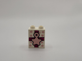 2 nops blok hoog wit kado / cadeautje met ster Duplo