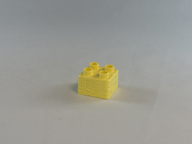 Blok 4 nops hooi / stro helder licht geel Duplo