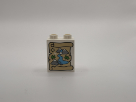 2 nops blok hoog  wit schatkaart Duplo