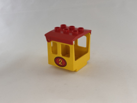 Cabine 2 laag geel met dak rood Duplo
