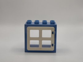 Kozijn medium blauw met raam / deur wit 2x4 Duplo