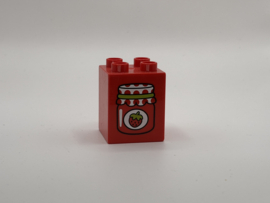 Aardbeienjam op blok hoog rood Duplo