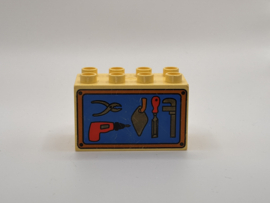 Gereedschap op blok hoog lichtgeel Duplo