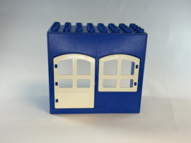 Huis blauw met ronde deur en raam Duplo