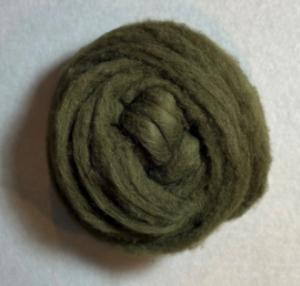 Wol i vlies in lont getrokken merino Khaki per 25 gram