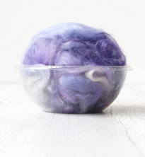 Wool tops mill waste per 50 gram Light Purple