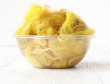 Wool tops mill waste per 50 gram Yellow