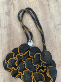 Oranje  / zwarte vilten tas met rits en voering (40 * 25 *65 cm)