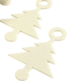 Hanger / label   3 mm dik - viltlook off-white kerstboom