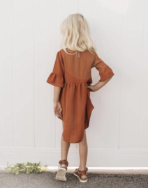 Jurk met siermouw  | Oranje