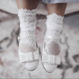 PETITE MAISON KIDS | Kanten kniekous  Wit