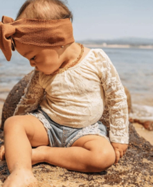 Romper met kanten mouw  | Cream
