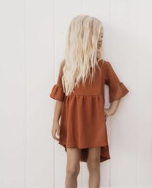 Jurk met siermouw  | Oranje