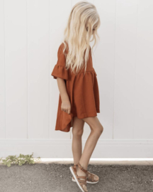 Jurk met siermouw  | Oranje