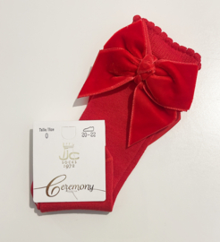 JC SOCKS | Kniekous met velvetstrik Rood