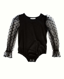 Romper met tule mouw  | Zwart