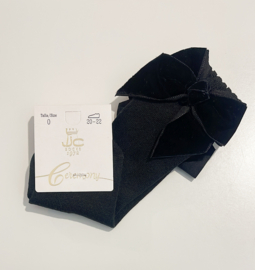 JC SOCKS | Kniekous met velvet strik Zwart