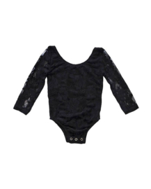 Romper met kanten mouw  | Zwart