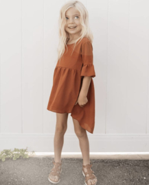 Jurk met siermouw  | Oranje
