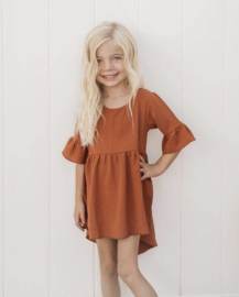 Jurk met siermouw  | Oranje